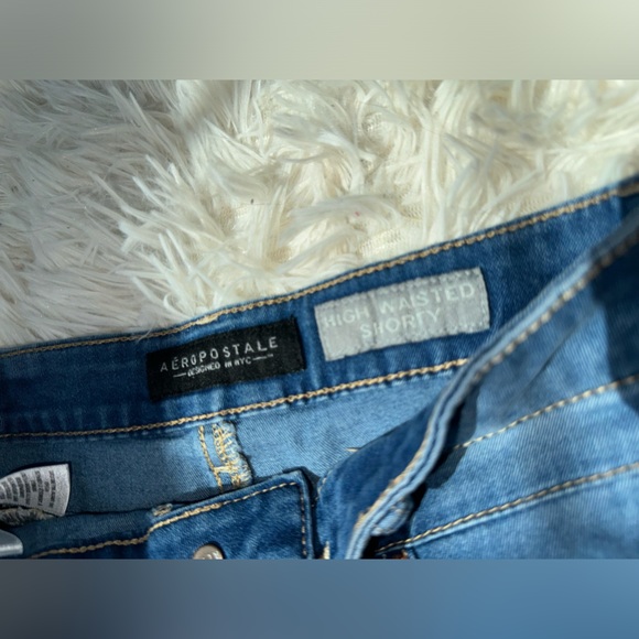 Aeropostale NYC High Waisted Denim Shorty Shorts, Size 0 - Picture 4 of 6